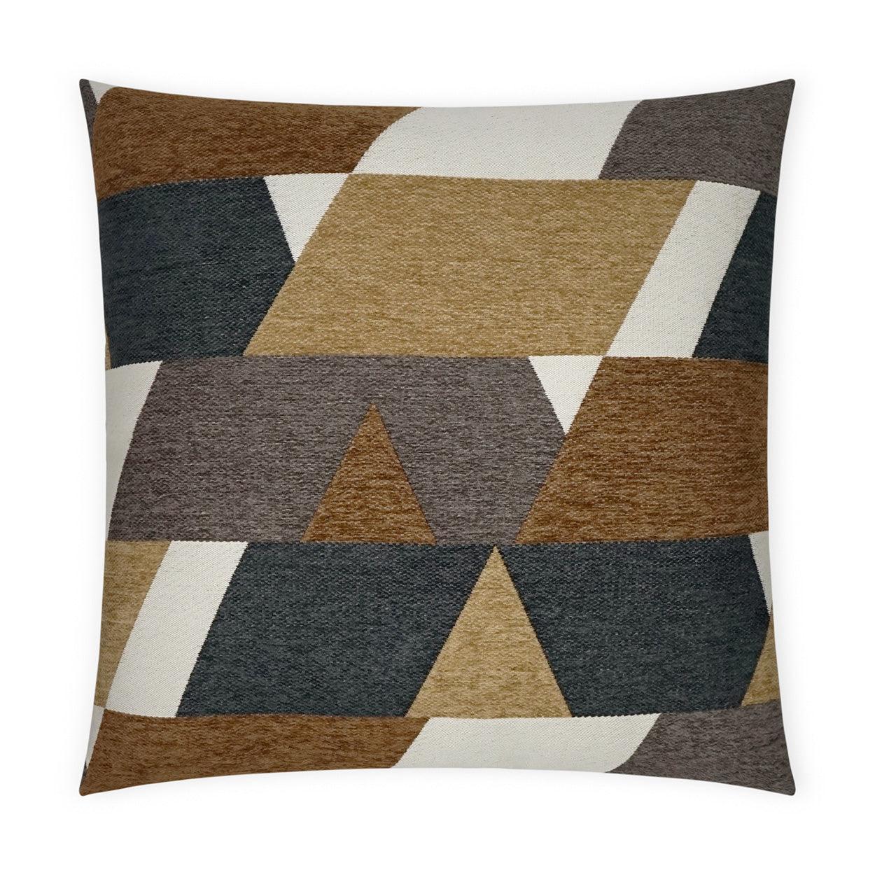 Hooray Earth Geometric Brown Tan Taupe Large Throw Pillow With Insert - Uptown Sebastian