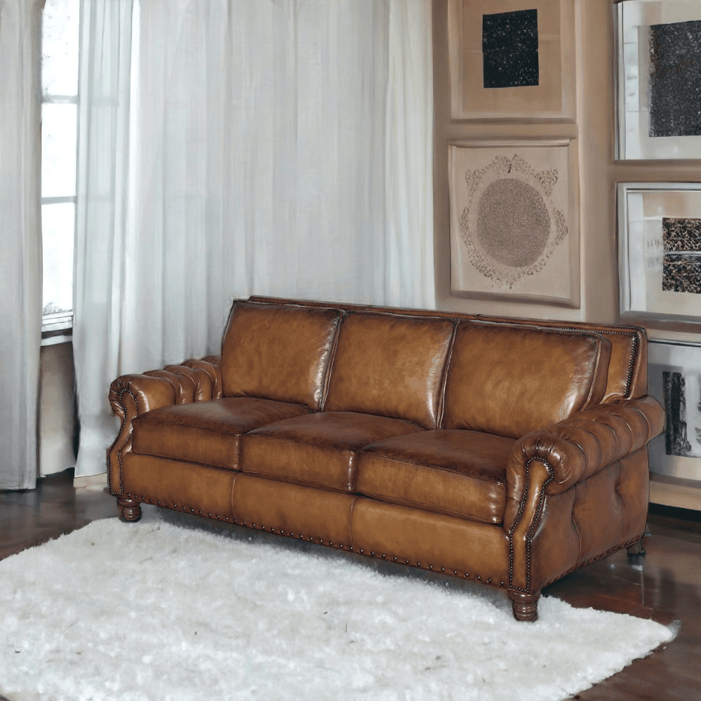 How the Frontier was Won Leather Couch Made in the USA - Uptown Sebastian