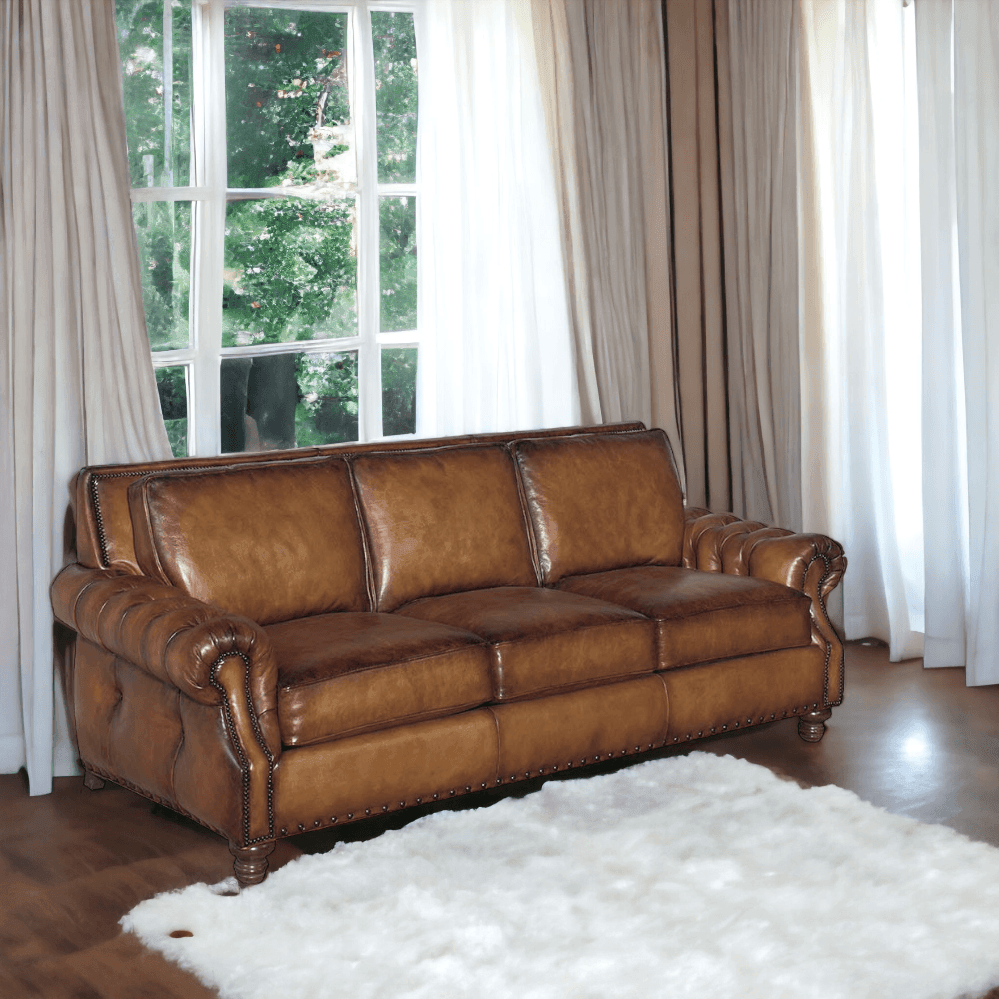 How the Frontier was Won Leather Couch Made in the USA - Uptown Sebastian