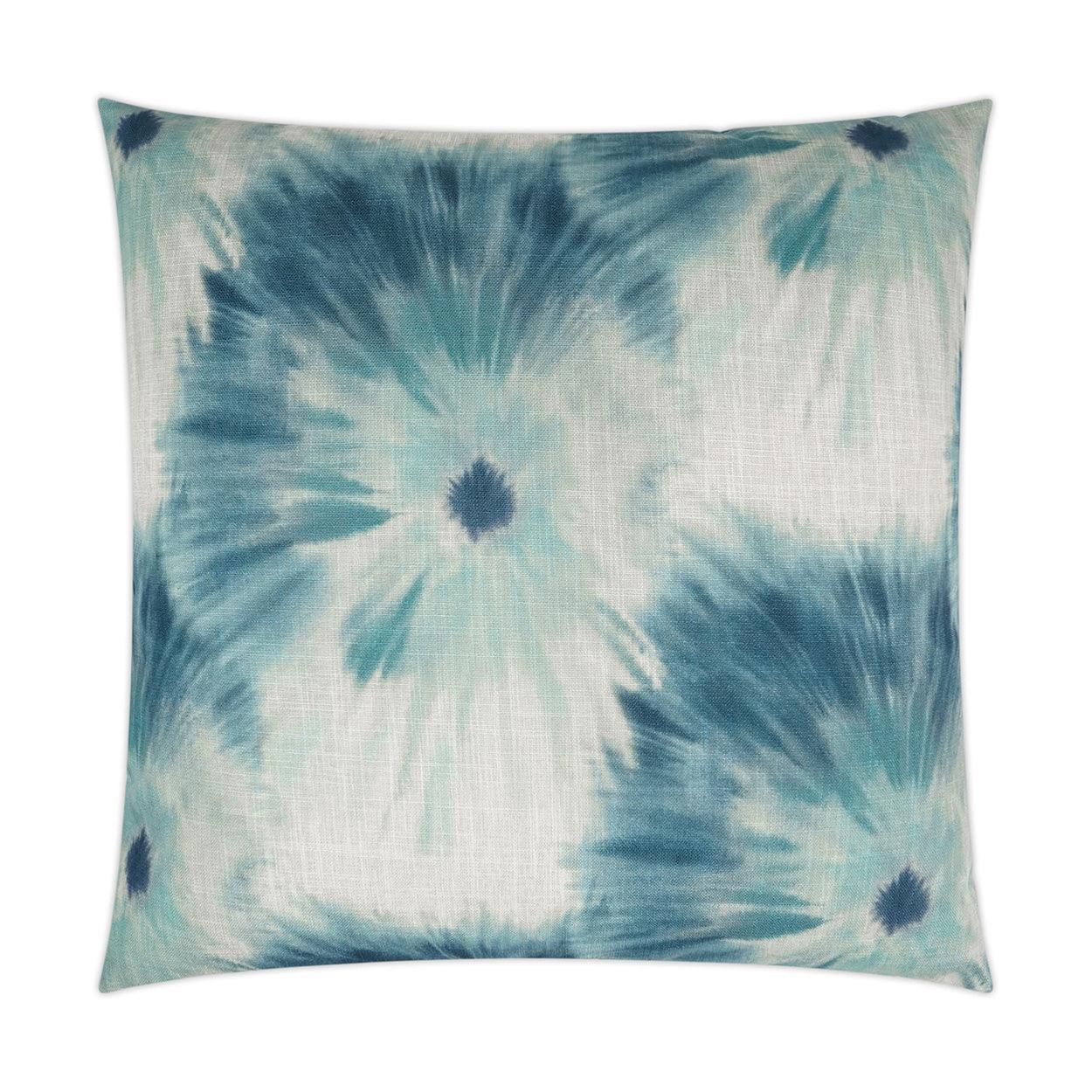 Idyll Abstract Floral Blue Large Throw Pillow With Insert - Uptown Sebastian