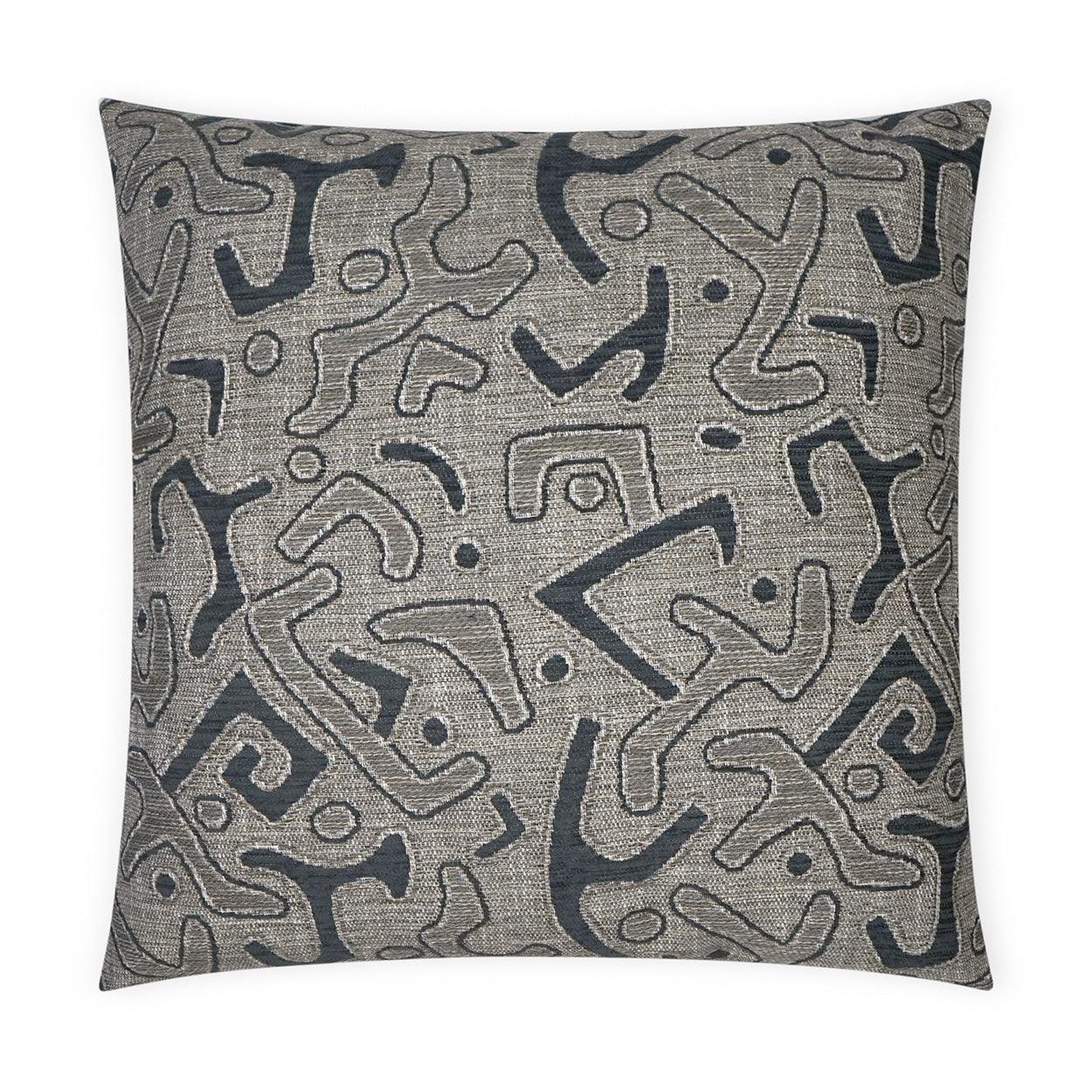 Kuba Coal Global Grey Large Throw Pillow With Insert - Uptown Sebastian