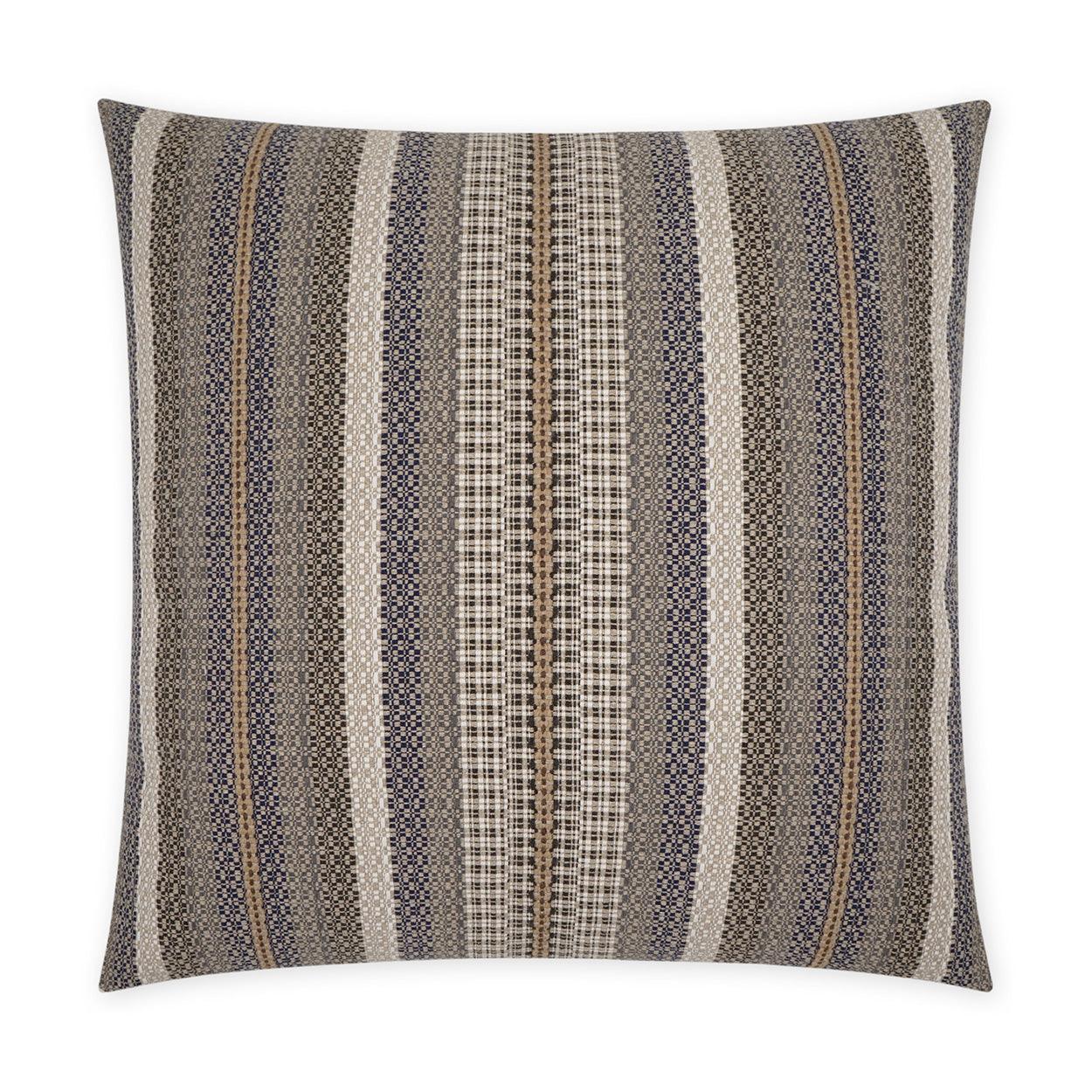 Lalam Stripes Blue Tan Taupe Large Throw Pillow With Insert - Uptown Sebastian