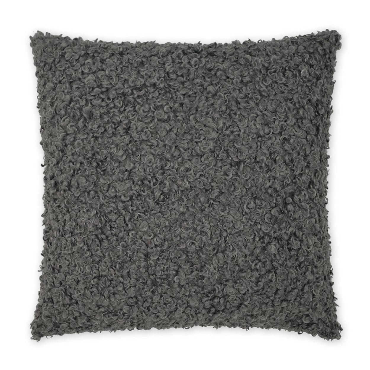 Lambsy Grey Faux Fur Grey Large Throw Pillow With Insert - Uptown Sebastian