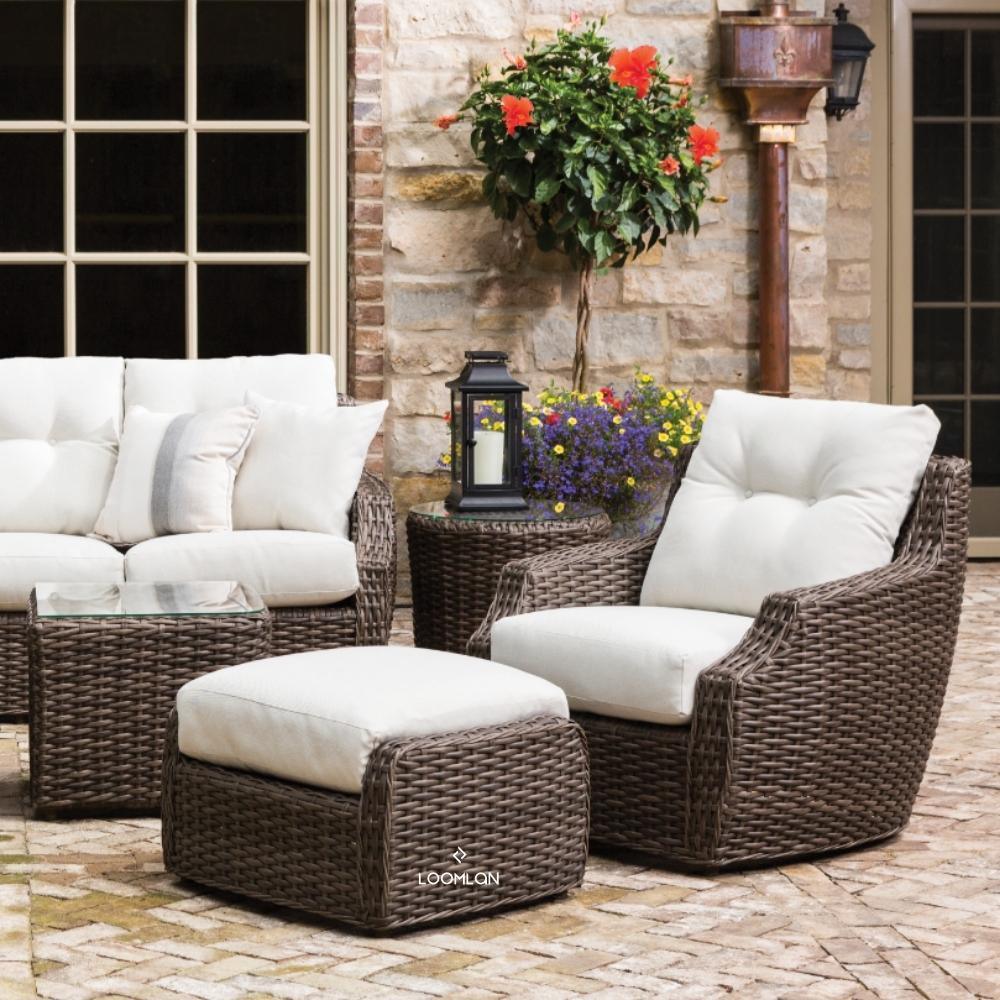 Largo Ottoman All Weather Wicker Furniture Made in USA Lloyd Flanders - Uptown Sebastian