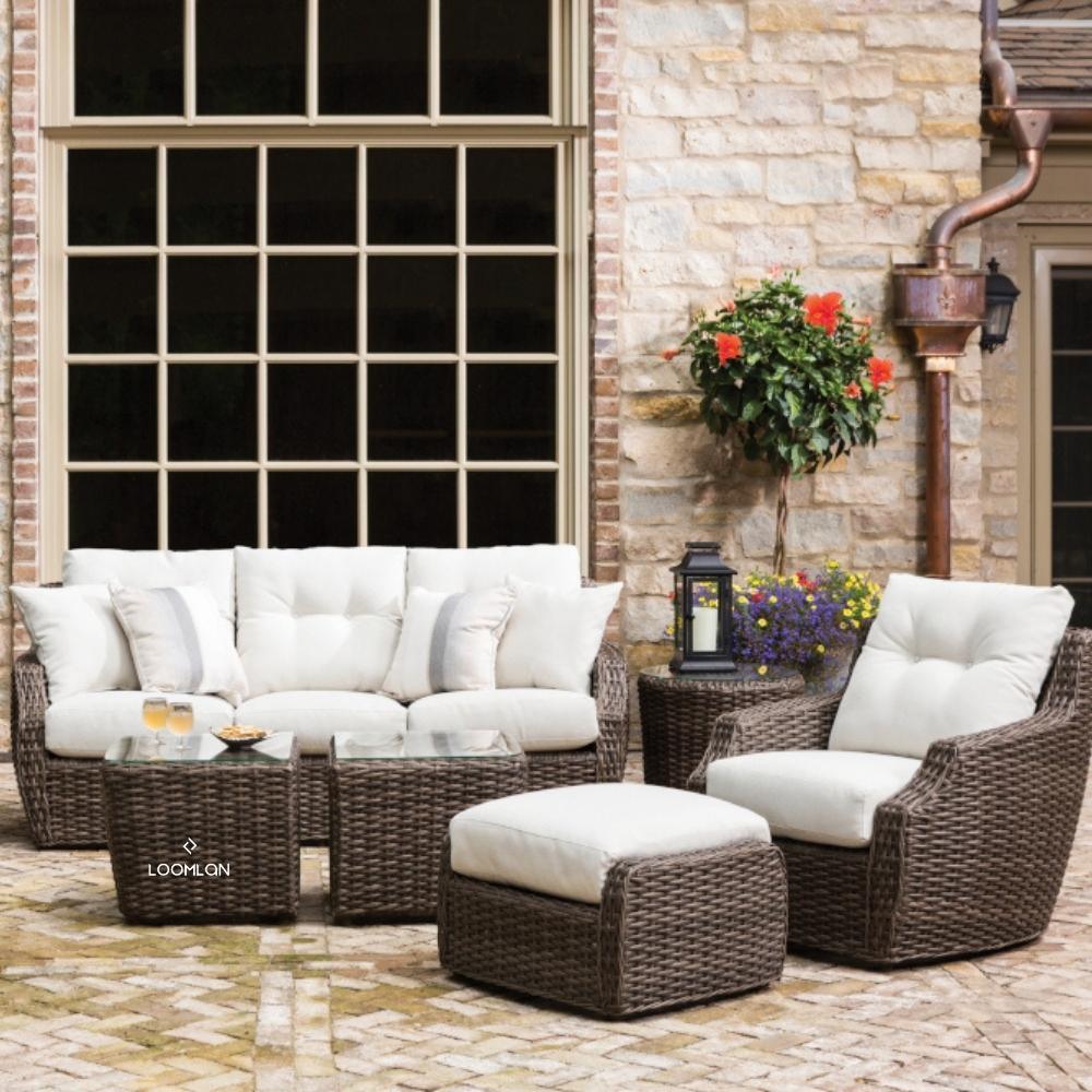 Largo Ottoman All Weather Wicker Furniture Made in USA Lloyd Flanders - Uptown Sebastian