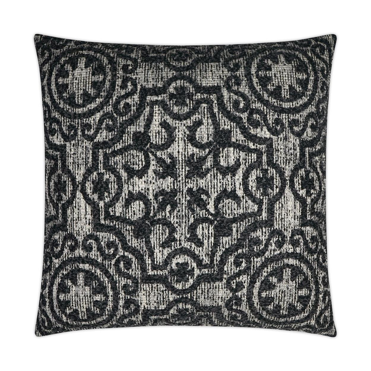 Linz Traditional Black Grey Large Throw Pillow With Insert - Uptown Sebastian