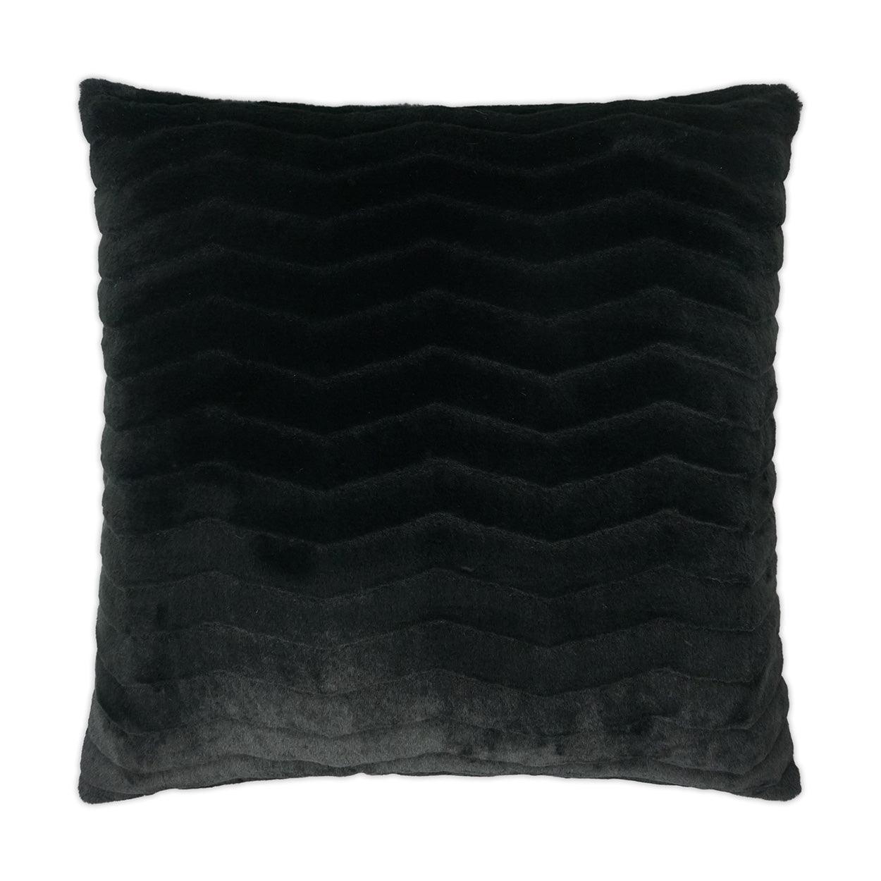 Lush Chevron Black Solid Chevron Faux Fur Black Large Throw Pillow With Insert - Uptown Sebastian