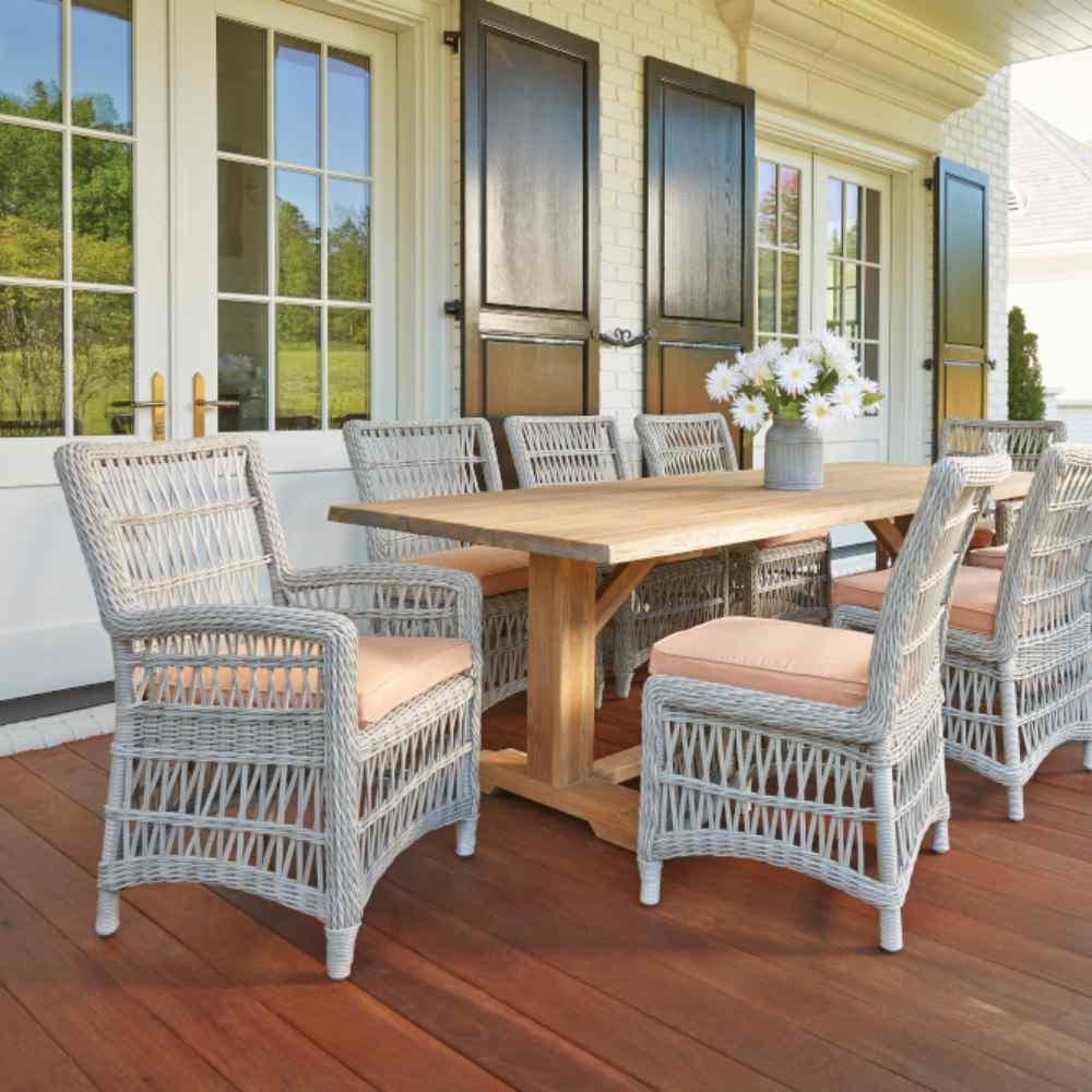 Mackinac All Weather Wicker Armless Dining Chair Sunbrella Cushions - Uptown Sebastian