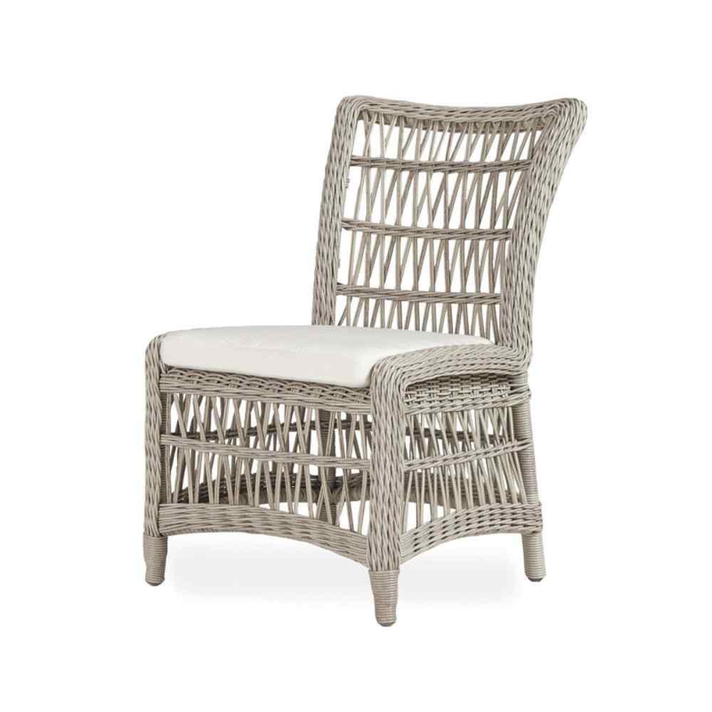 Mackinac All Weather Wicker Armless Dining Chair Sunbrella Cushions - Uptown Sebastian