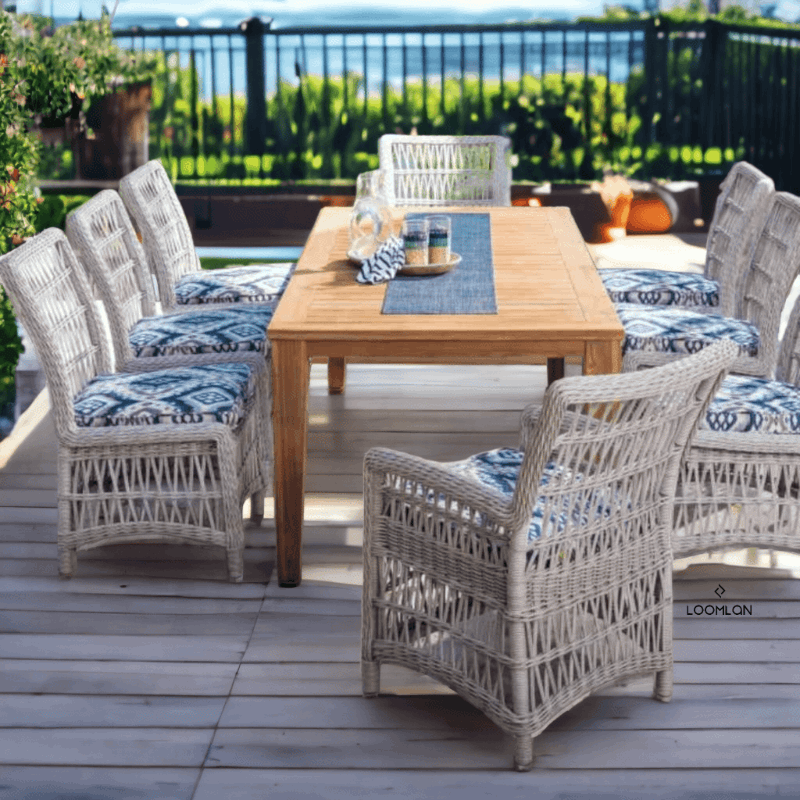 Lloyd Flanders Mackinac Outdoor Dining Table Extendable Set Seats 8