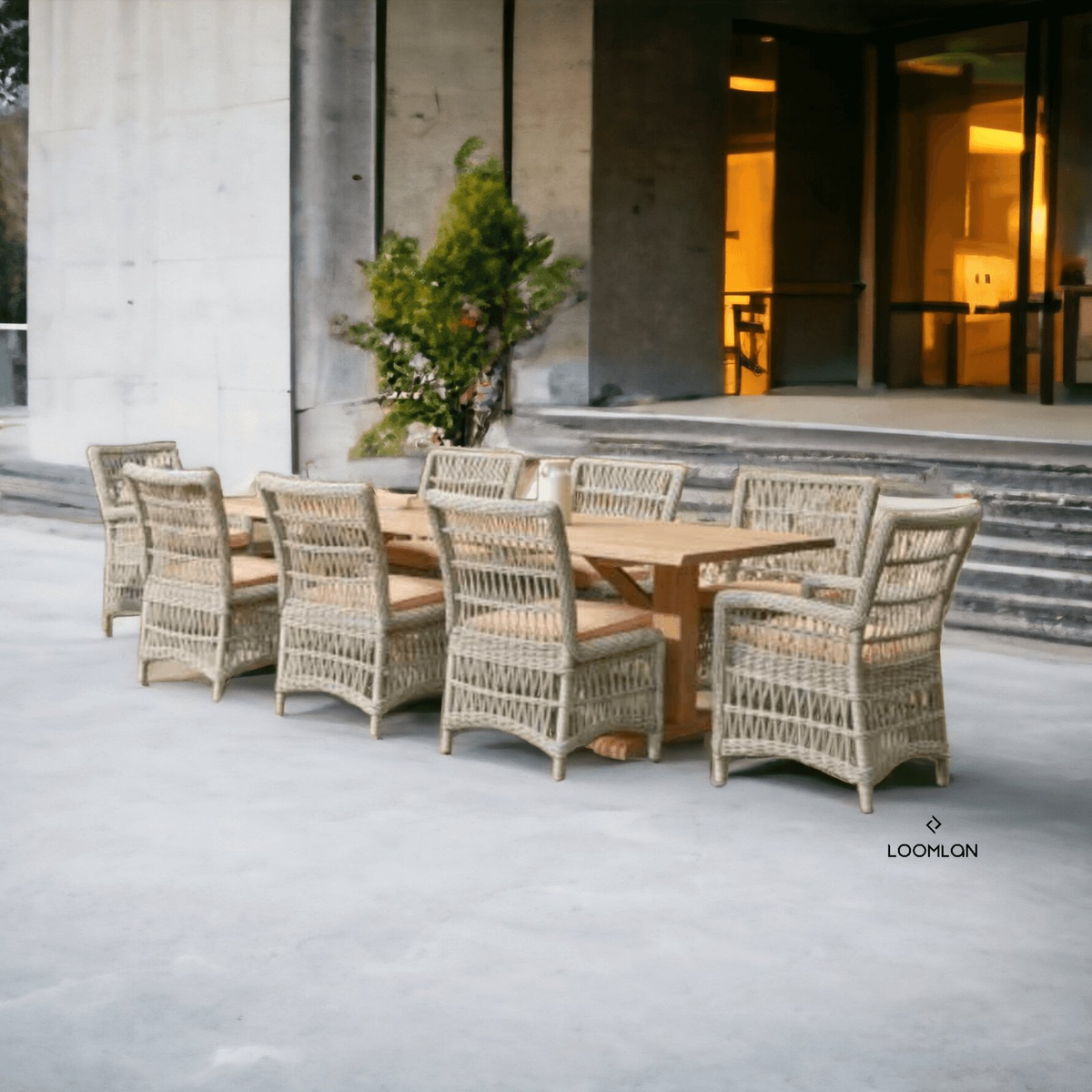 Lloyd Flanders Mackinac Outdoor Dining Table Extendable Set Seats 8