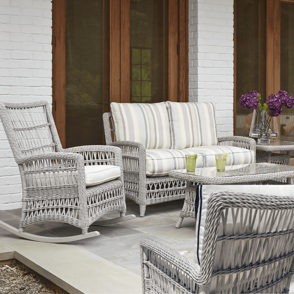 Mackinac Patio Furniture Wicker Outdoor Porch Rocker High Back - Uptown Sebastian