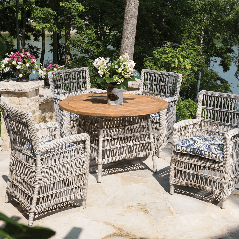 Mackinac Teak Wood and Wicker Outdoor Furniture Dining Set for 4 - Uptown Sebastian