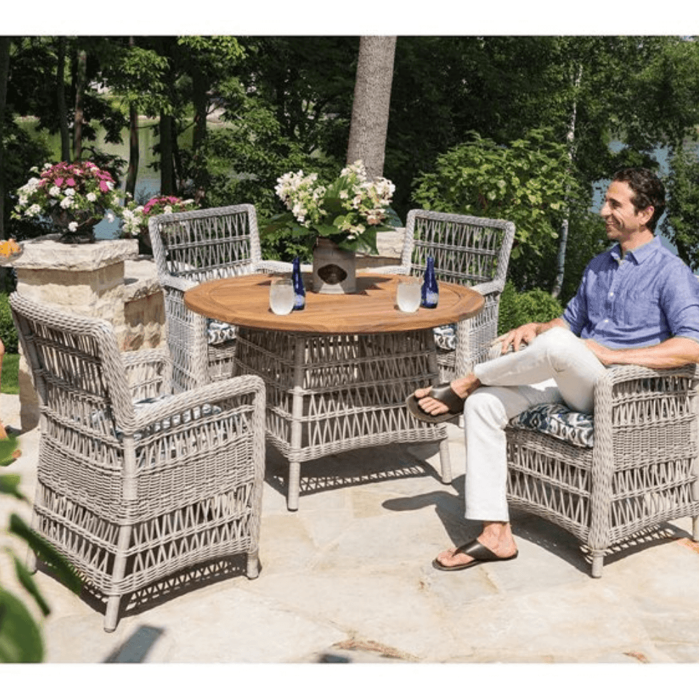 Mackinac Teak Wood and Wicker Outdoor Furniture Dining Set for 4 - Uptown Sebastian