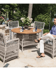 Mackinac Teak Wood and Wicker Outdoor Furniture Dining Set for 4 - Uptown Sebastian