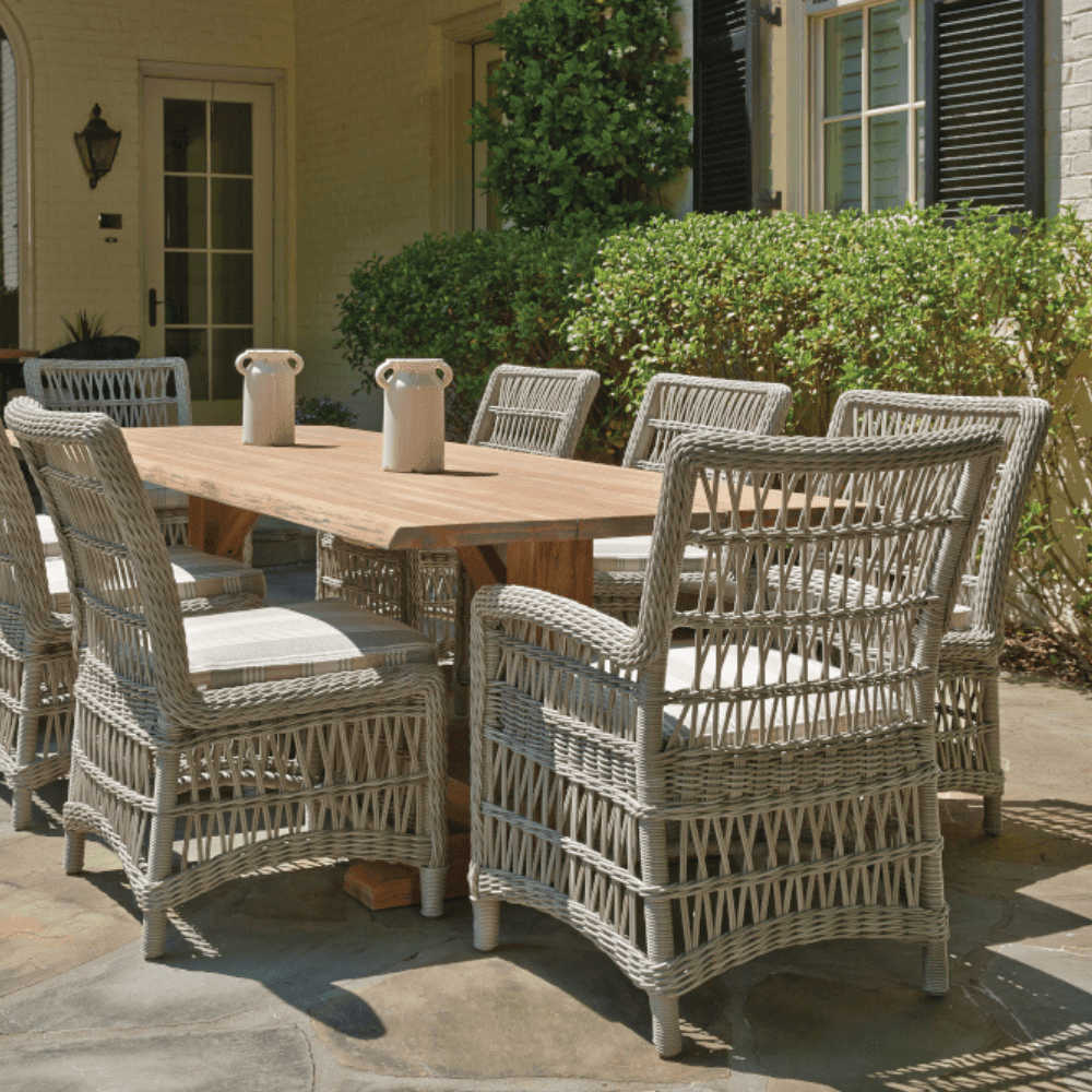 Mackinac Teak Wood and Wicker Outdoor Furniture Dining Set for 8 - Uptown Sebastian