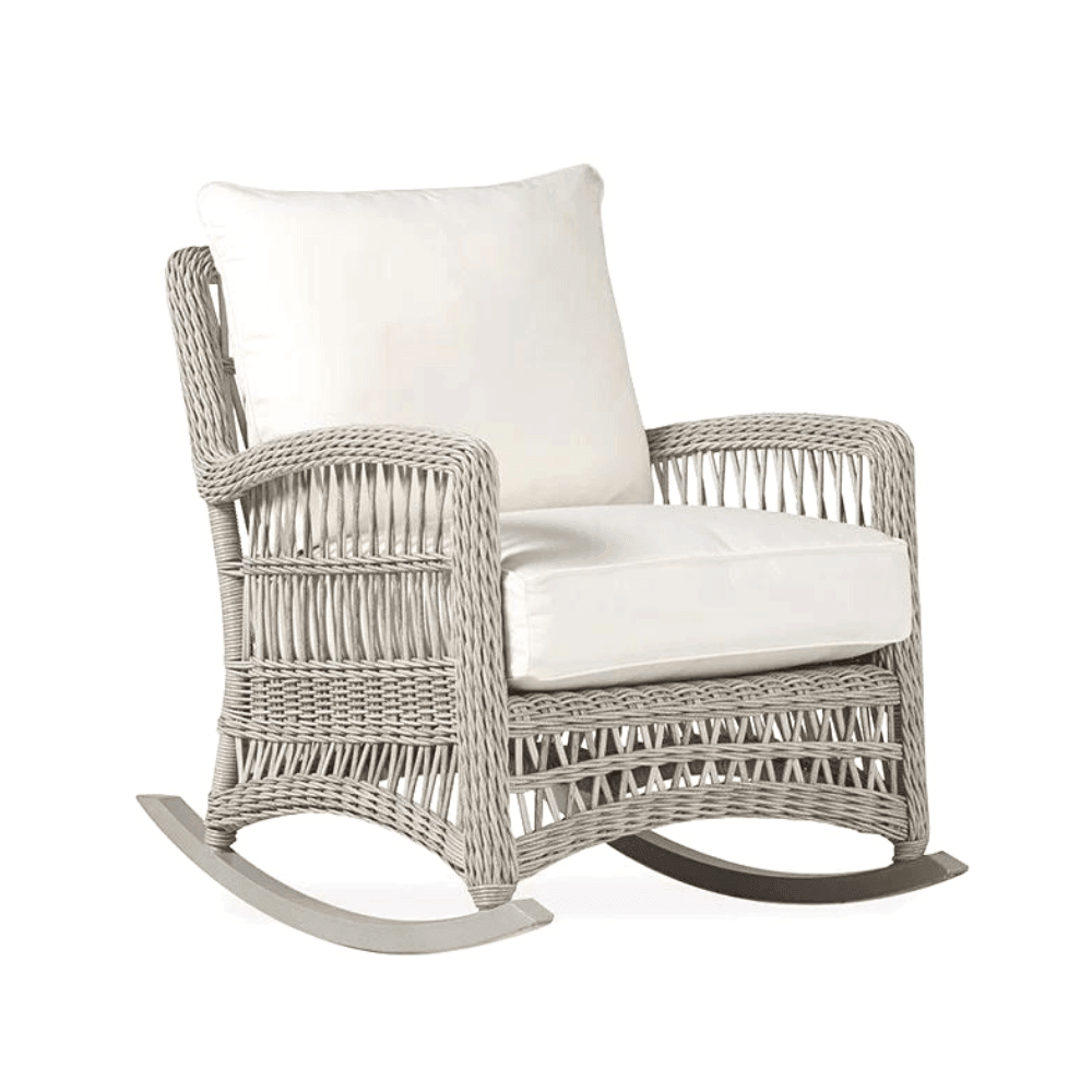 Mackinac Wicker Outdoor Rocker Lounge Chair With Cushions Lloyd Flanders - Uptown Sebastian