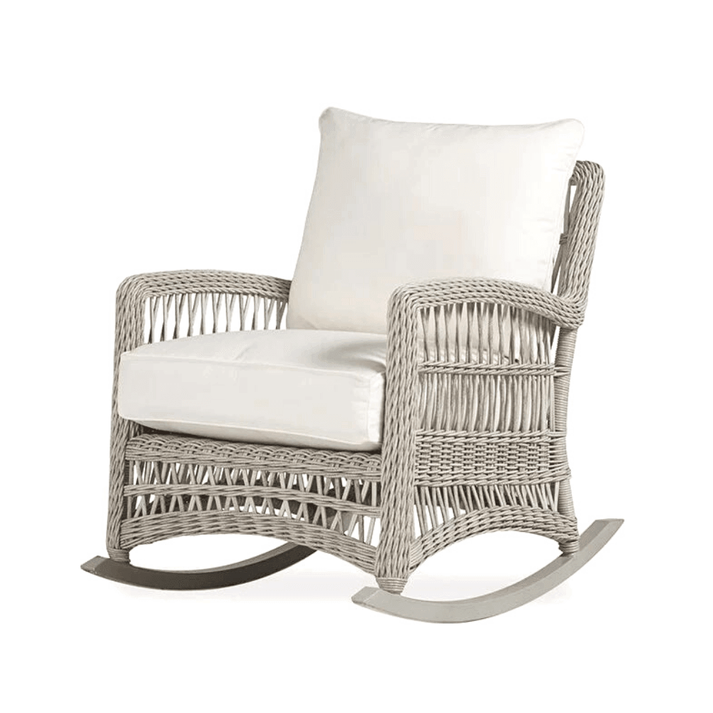 Mackinac Wicker Outdoor Rocker Lounge Chair With Cushions Lloyd Flanders - Uptown Sebastian