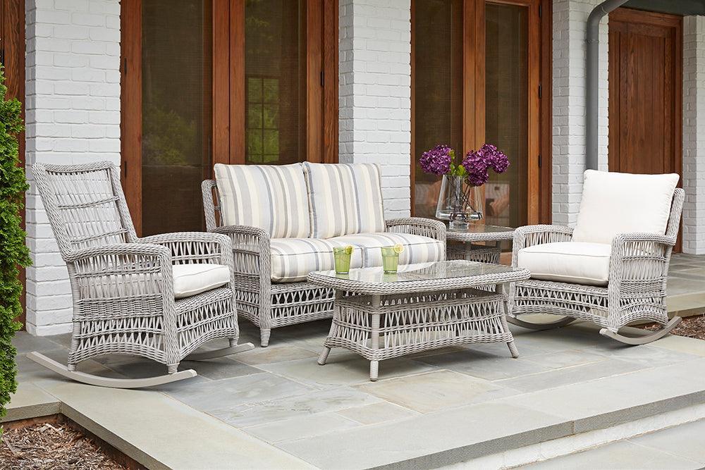 Mackinac Wicker Outdoor Rocker Lounge Chair With Cushions Lloyd Flanders - Uptown Sebastian