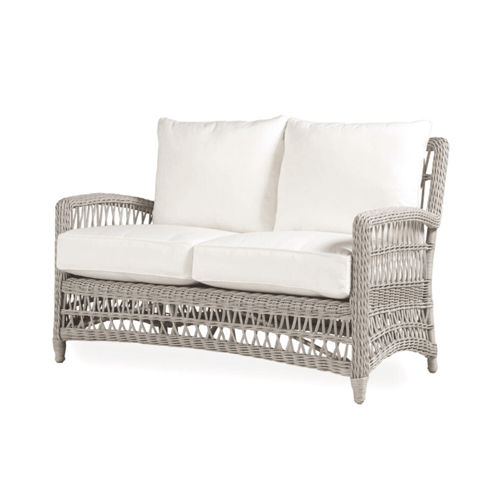 Mackinac Wicker Outdoor Wicker Loveseat With Cushions Lloyd Flanders - Uptown Sebastian