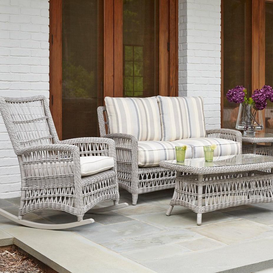 Mackinac Wicker Rocking Porch Lounge Set With Cushions Lloyd Flanders - Uptown Sebastian