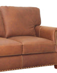 Made In the USA 90" Caramel Brown Leather Sofa Modern Hartford - Uptown Sebastian