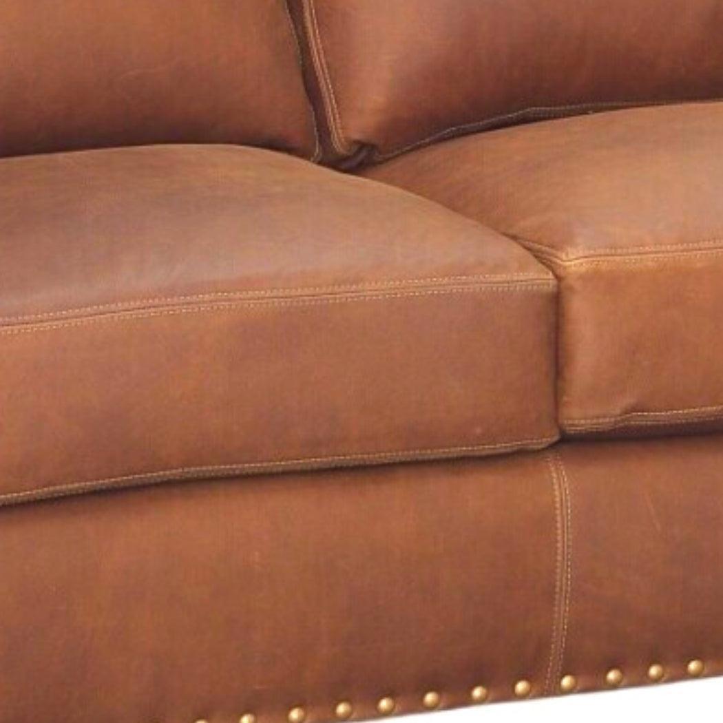 Made In the USA 90&quot; Caramel Brown Leather Sofa Modern Hartford - Uptown Sebastian