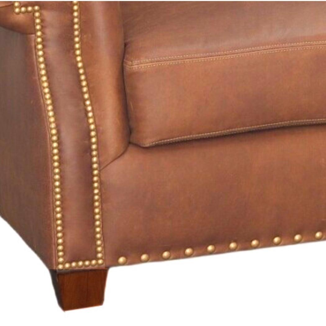 Made In the USA 90&quot; Caramel Brown Leather Sofa Modern Hartford - Uptown Sebastian