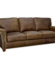 Made In the USA 90" Caramel Brown Leather Sofa Modern Hartford - Uptown Sebastian