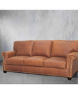 Made In the USA 90" Caramel Brown Leather Sofa Modern Hartford - Uptown Sebastian