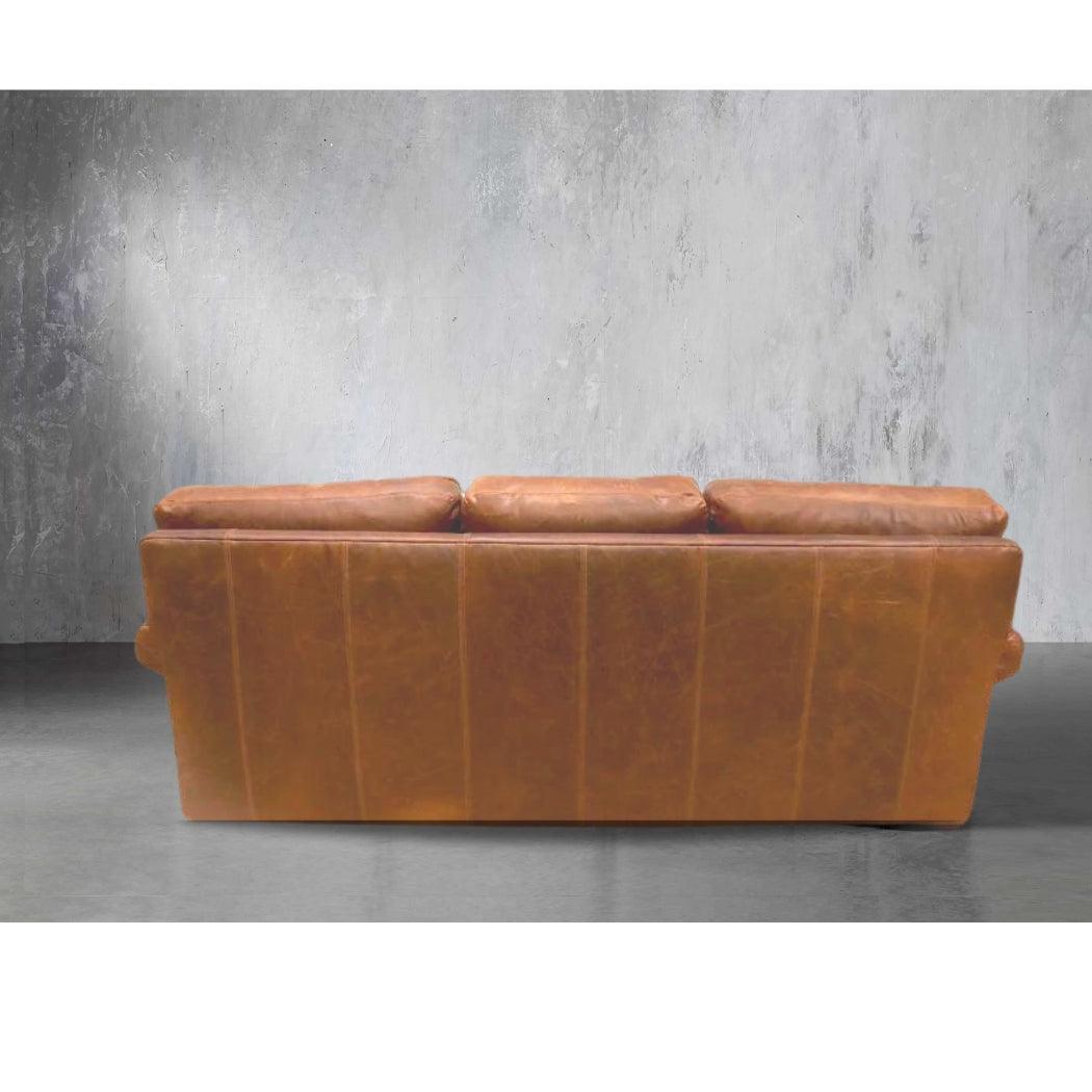 Made In the USA 90&quot; Caramel Brown Leather Sofa Modern Hartford - Uptown Sebastian