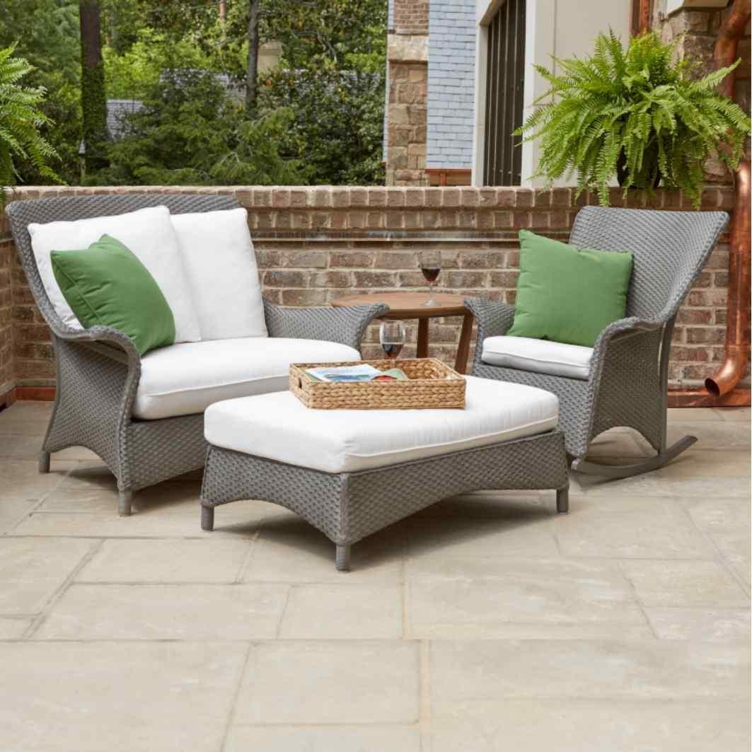 Mandalay Large Ottoman Premium Wicker Furniture Lloyd Flanders - Uptown Sebastian