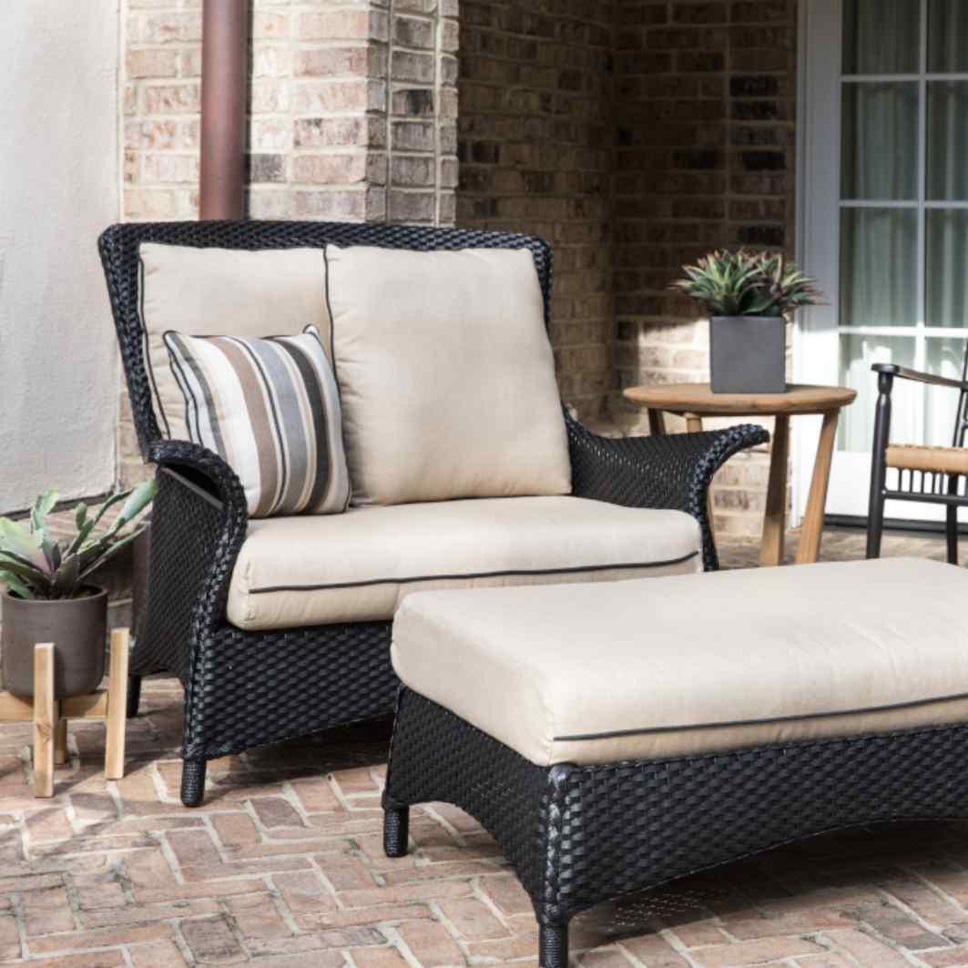 Mandalay Large Ottoman Premium Wicker Furniture Lloyd Flanders - Uptown Sebastian