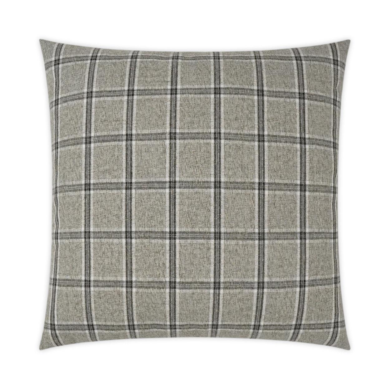 Mayfair Zinc Plaid Check Grey Large Throw Pillow With Insert - Uptown Sebastian