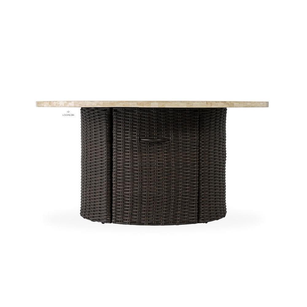Mesa 48&quot; Round Fire Table with Gray Travertine Top Lloyd Flanders - Uptown Sebastian