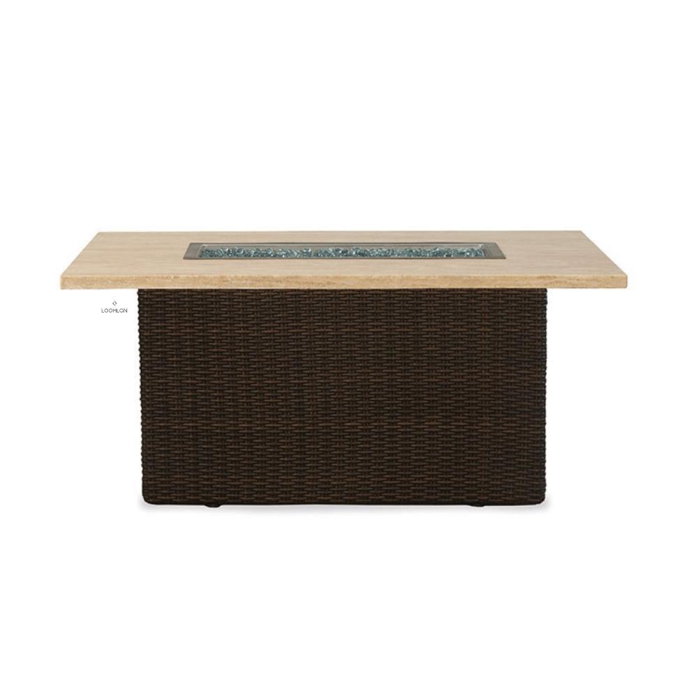 Mesa 52" Rectangular Fire Table with Gray Travertine Top Lloyd Flanders - Uptown Sebastian