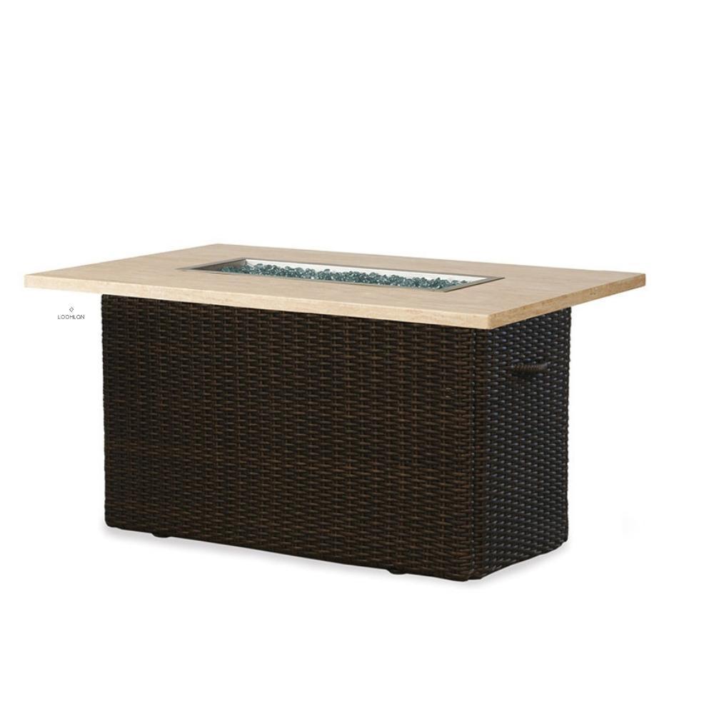 Mesa 52" Rectangular Fire Table with Gray Travertine Top Lloyd Flanders - Uptown Sebastian