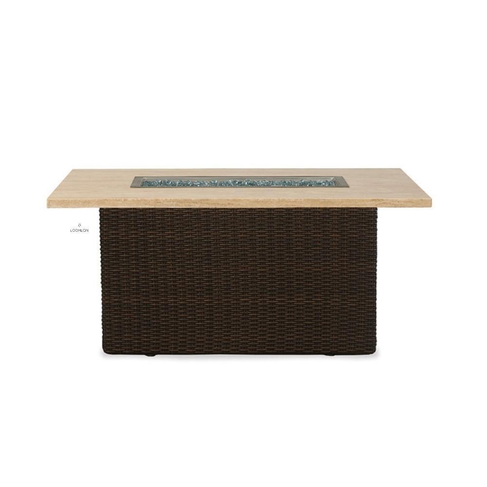 Mesa 52" Rectangular Fire Table with Gray Travertine Top Lloyd Flanders - Uptown Sebastian