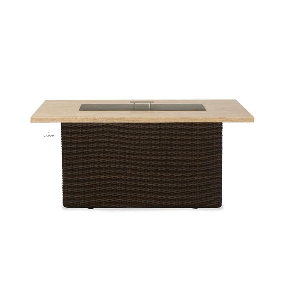 Mesa 52&quot; Rectangular Fire Table with Light Travertine Top Lloyd Flanders - Uptown Sebastian