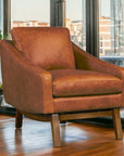 Midcentury Full Aniline Pull Up Leather Accent Chair Dutch Made to Order - Uptown Sebastian