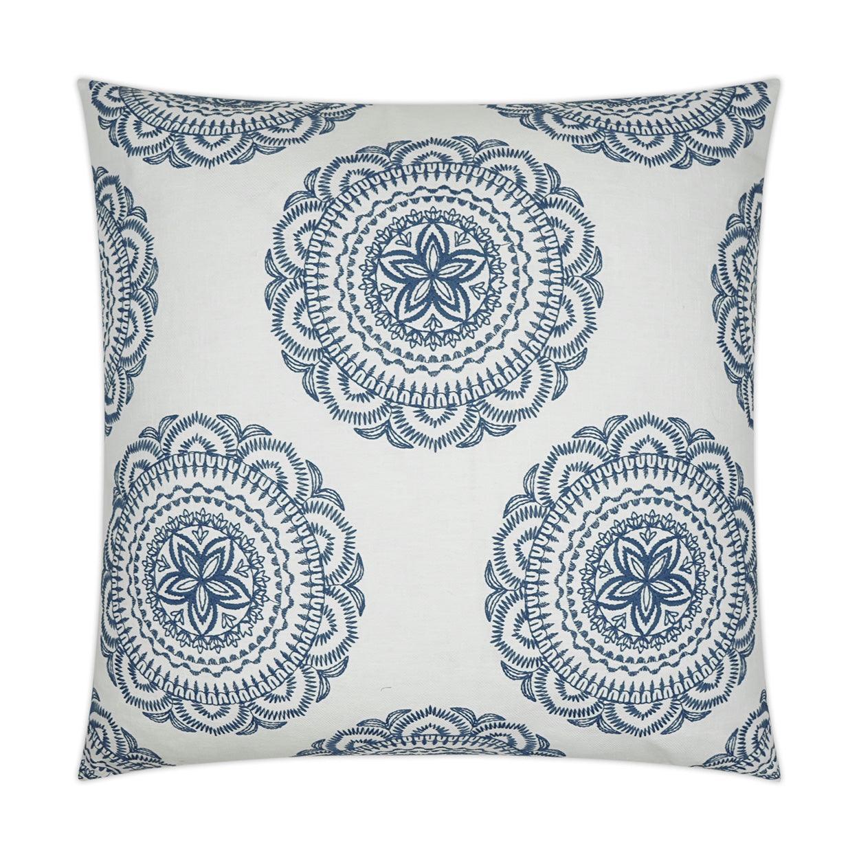 Mondelo Navy Embroidery Floral Navy Large Throw Pillow With Insert - Uptown Sebastian