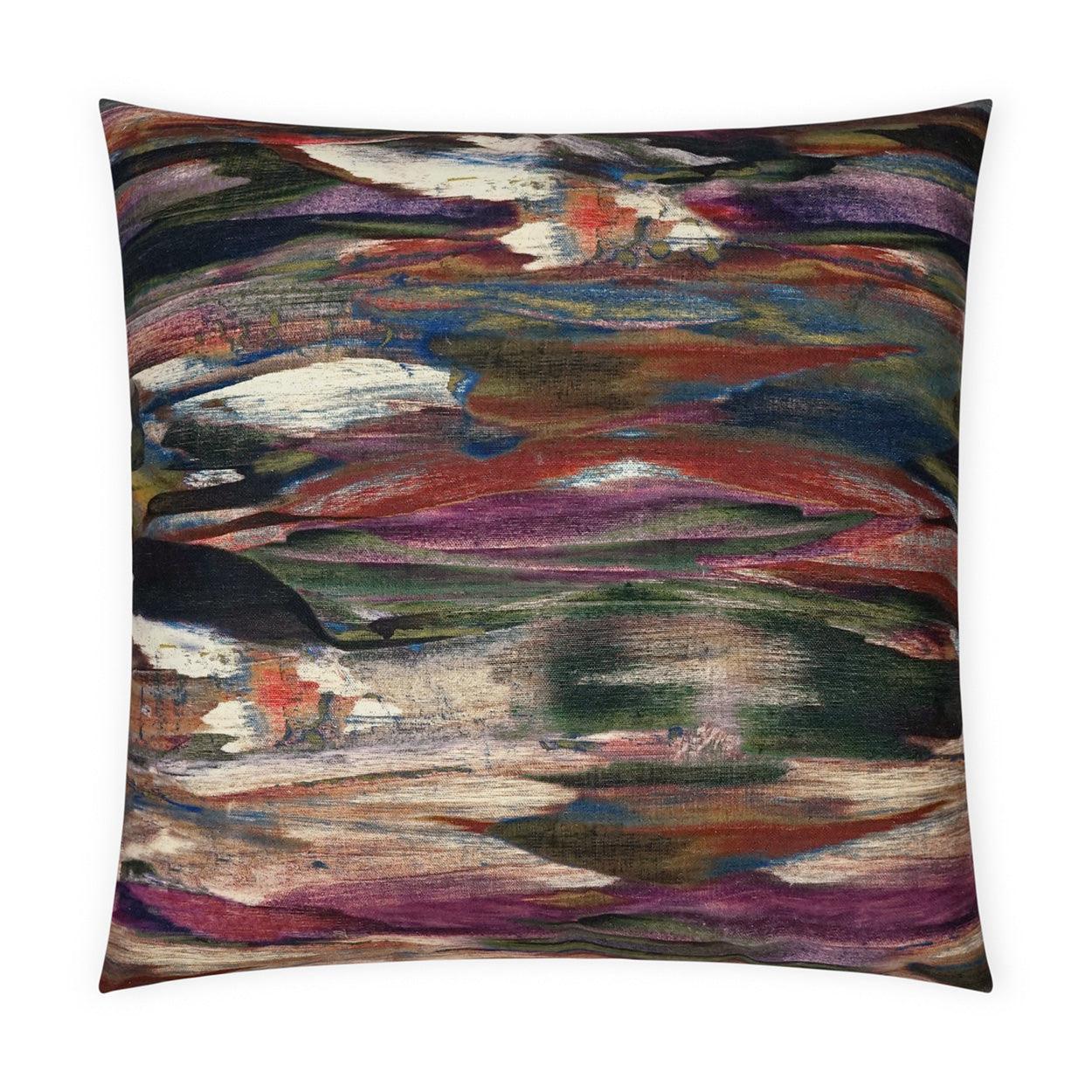 Montreux Plumage Abstract Purple Red Large Throw Pillow With Insert - Uptown Sebastian