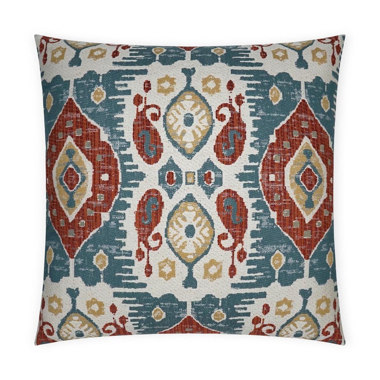 Navone Heirloom Red Turquoise Teal Large Throw Pillow With Insert - Uptown Sebastian