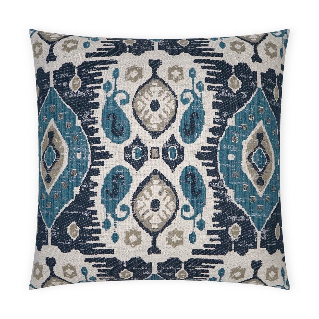 Navone Indigo Blue Turquoise Teal Large Throw Pillow With Insert - Uptown Sebastian