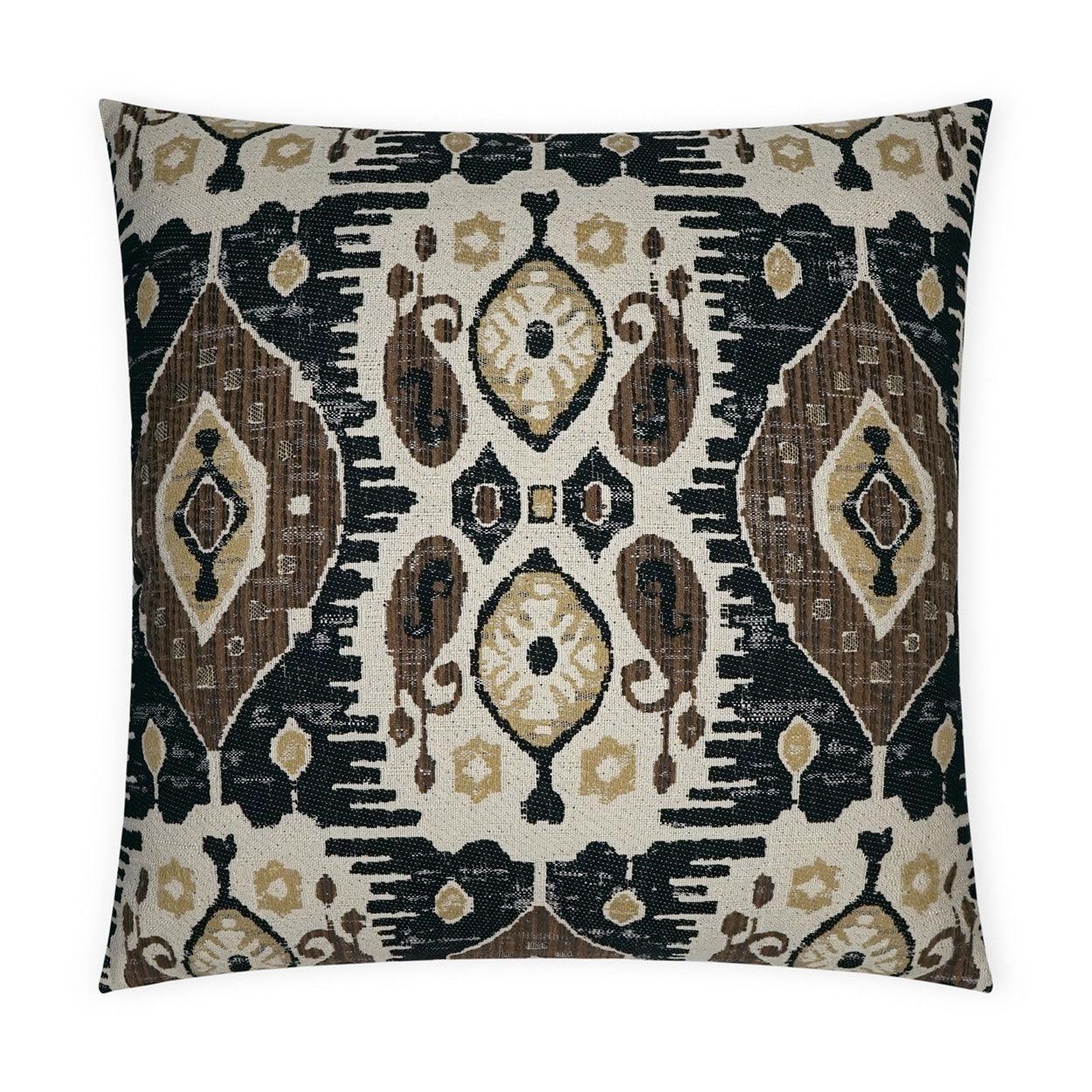 Navone Tweed Global Black Brown Large Throw Pillow With Insert - Uptown Sebastian