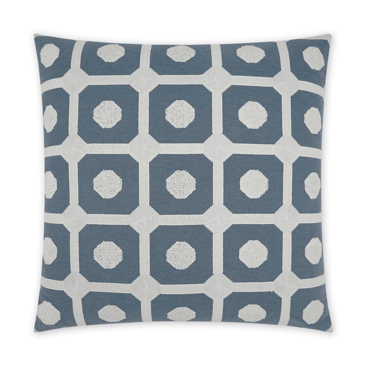 Needle Thread Traditional Slate Blue Large Throw Pillow With Insert - Uptown Sebastian