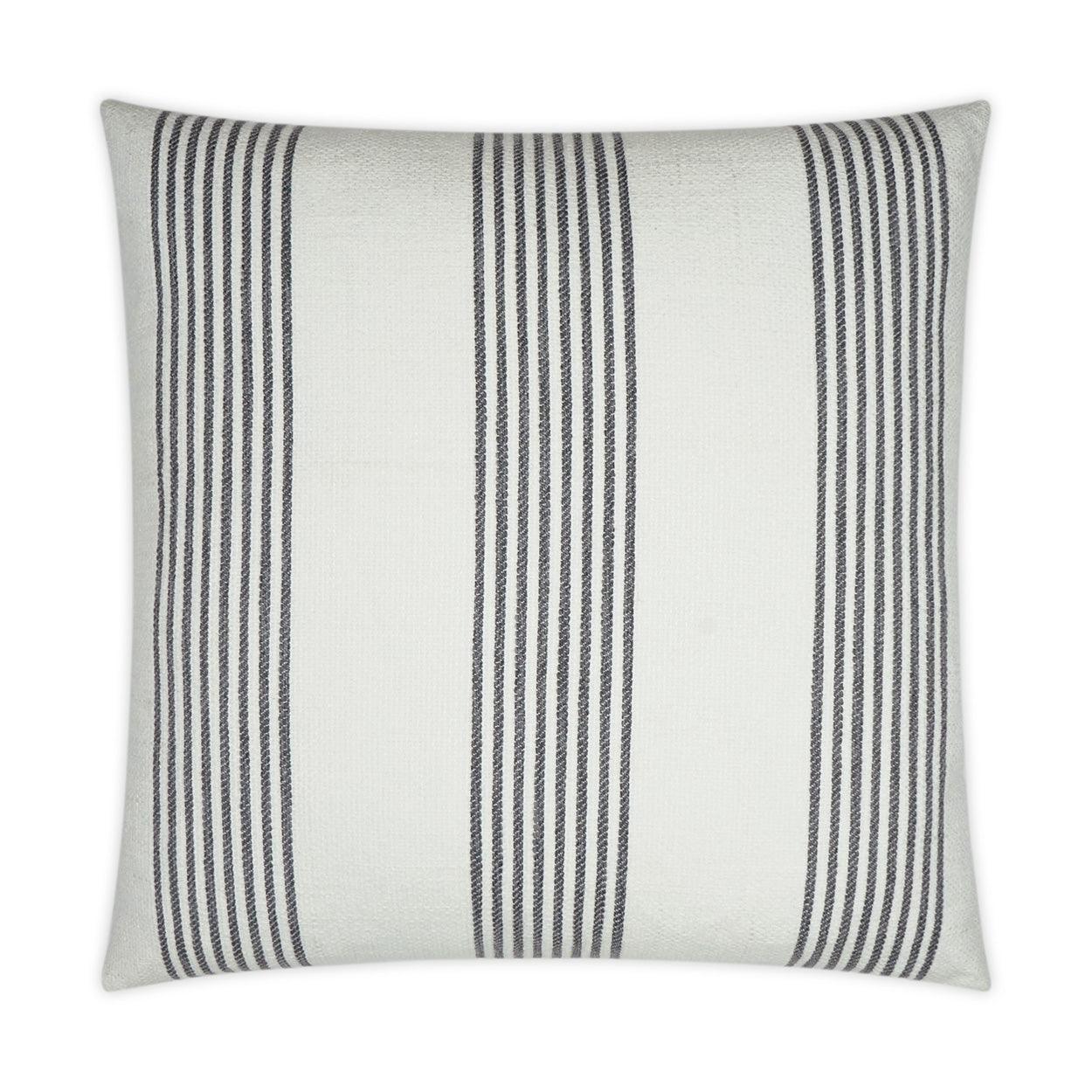 Newport Domino Stripes Nautical White Grey Large Throw Pillow With Insert - Uptown Sebastian