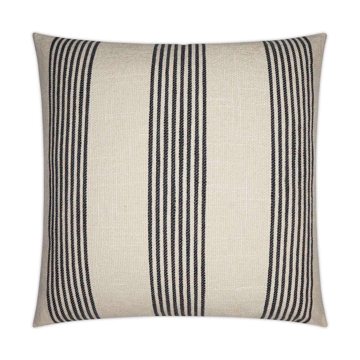 Newport Linen Stripes Nautical Tan Taupe Large Throw Pillow With Insert - Uptown Sebastian