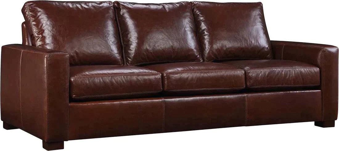 No Regrets Top Grain Leather Couch High Back Made In the USA - Uptown Sebastian