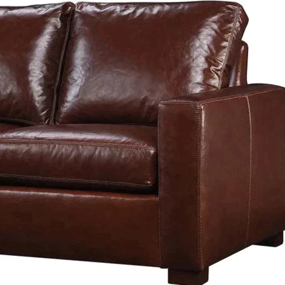 No Regrets Top Grain Leather Couch High Back Made In the USA - Uptown Sebastian